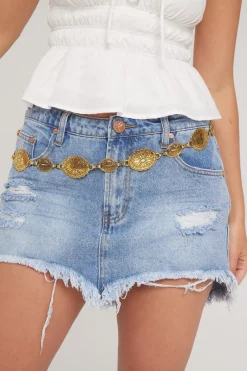 Savannah Metal Chain Belt Antique Gold