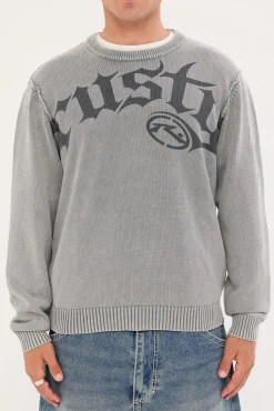 Saxon Printed Knit Sweater Steel