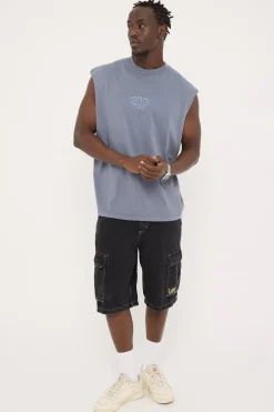 Scholar Heavyweight Muscle Tank Washed Blue