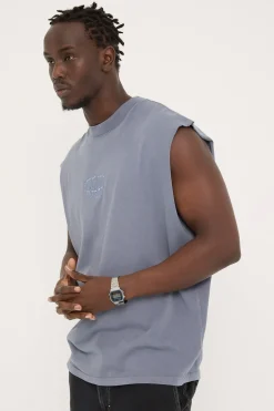 Scholar Heavyweight Muscle Tank Washed Blue
