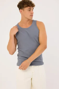 Scoop Neck Singlet Blue