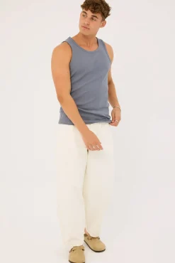 Scoop Neck Singlet Blue