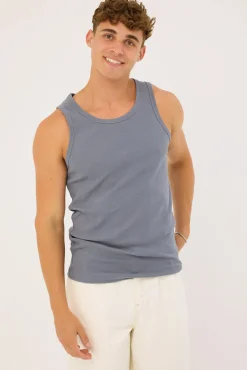 Scoop Neck Singlet Blue