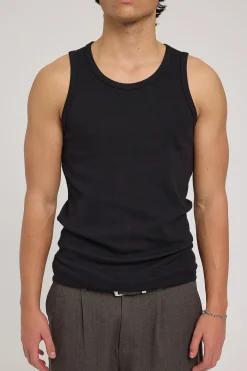 Scoop Neck Singlet Tank Black