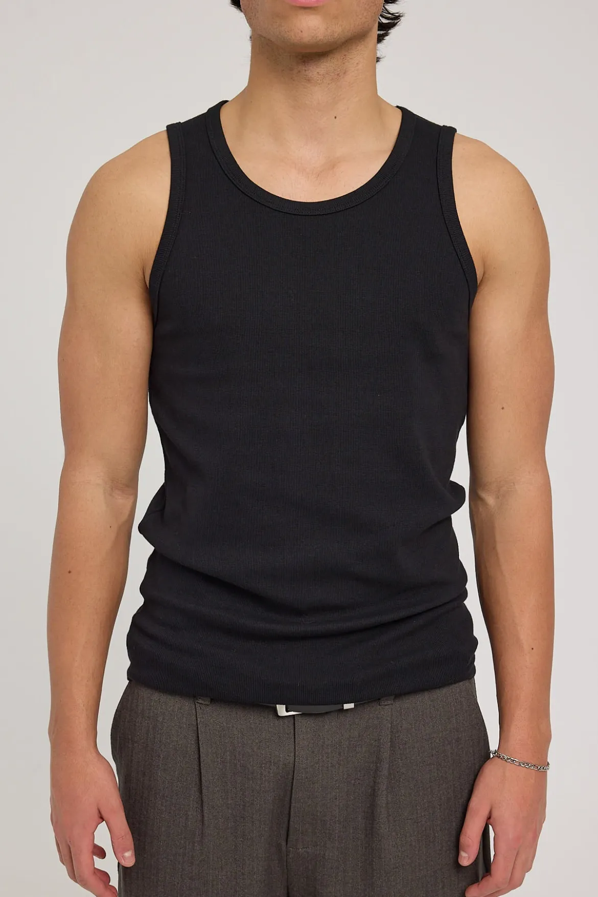 Scoop Neck Singlet Tank Black