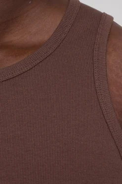 Scoop Neck Singlet Tank Coffee Brown