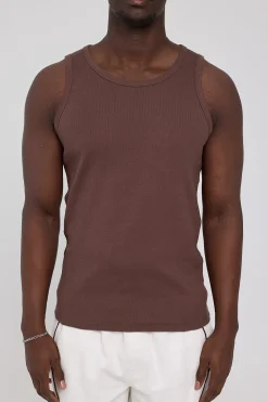 Scoop Neck Singlet Tank Coffee Brown