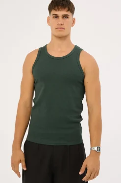 Scoop Neck Singlet Tank Dark Green
