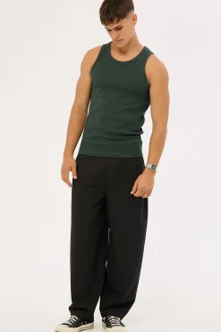 Scoop Neck Singlet Tank Dark Green