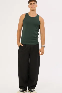 Scoop Neck Singlet Tank Dark Green
