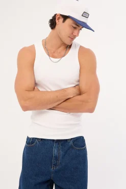 Scoop Neck Singlet Tank White