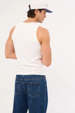 Scoop Neck Singlet Tank White