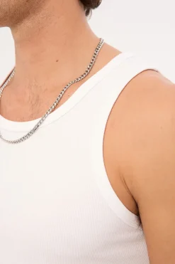 Scoop Neck Singlet Tank White