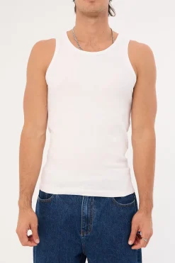 Scoop Neck Singlet Tank White