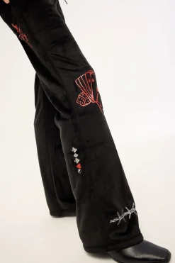 Scratch Velour Tracksuit Pants Black