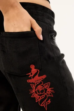Scratch Velour Tracksuit Pants Black