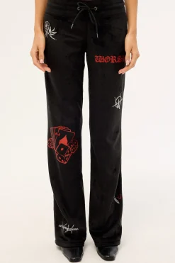Scratch Velour Tracksuit Pants Black