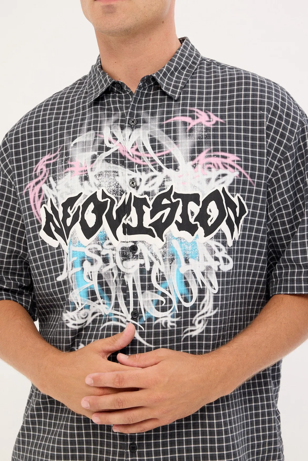Scrawl Check Oversize Shirt Black/Grey