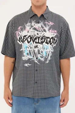 Scrawl Check Oversize Shirt Black/Grey