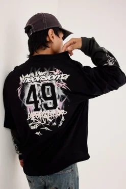 Scrawl Layered Long Sleeve Tee Black