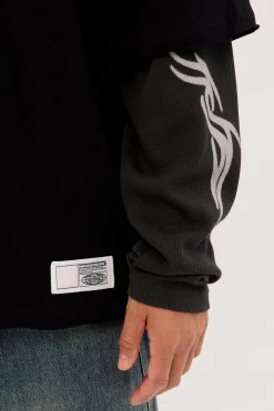 Scrawl Layered Long Sleeve Tee Black