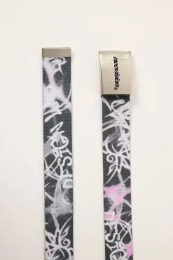 Scrawl Reversible Web Belt Off Black