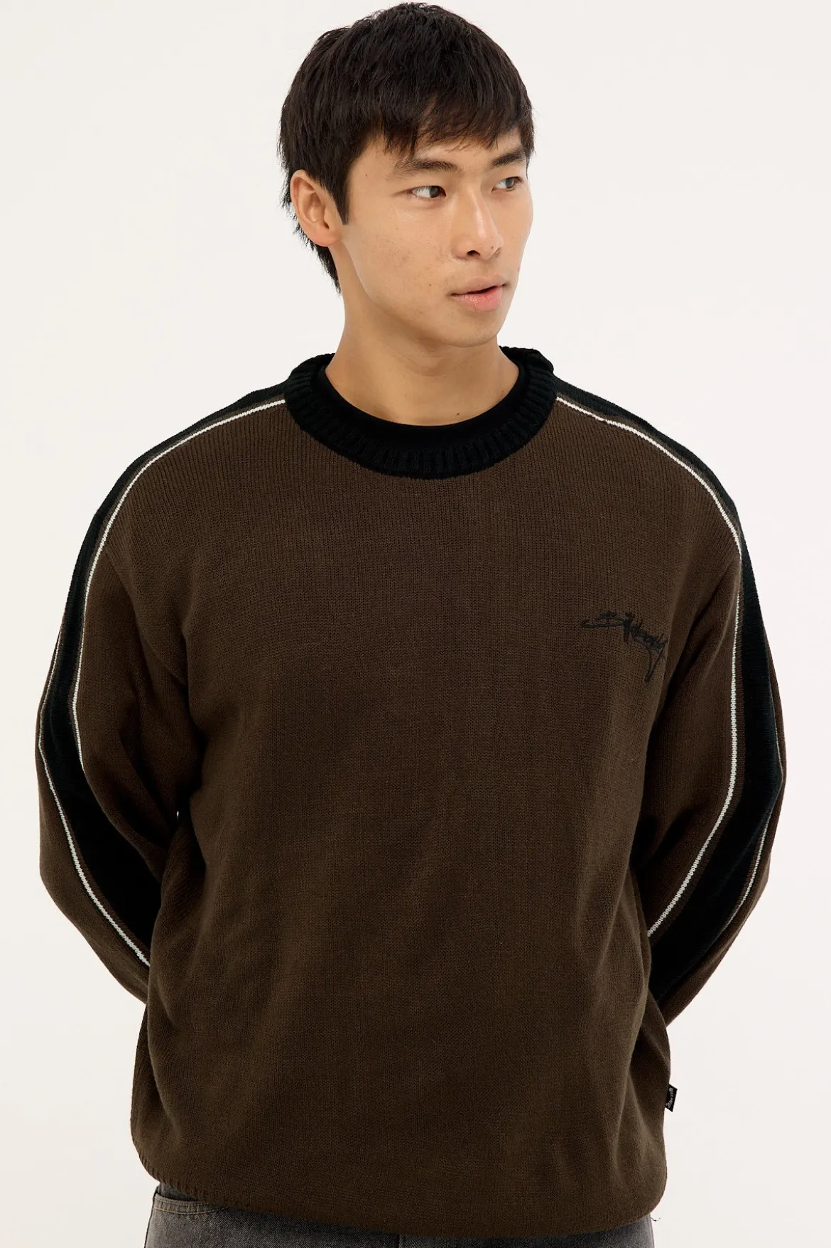 Script Knit Sweater Chocolate Brown