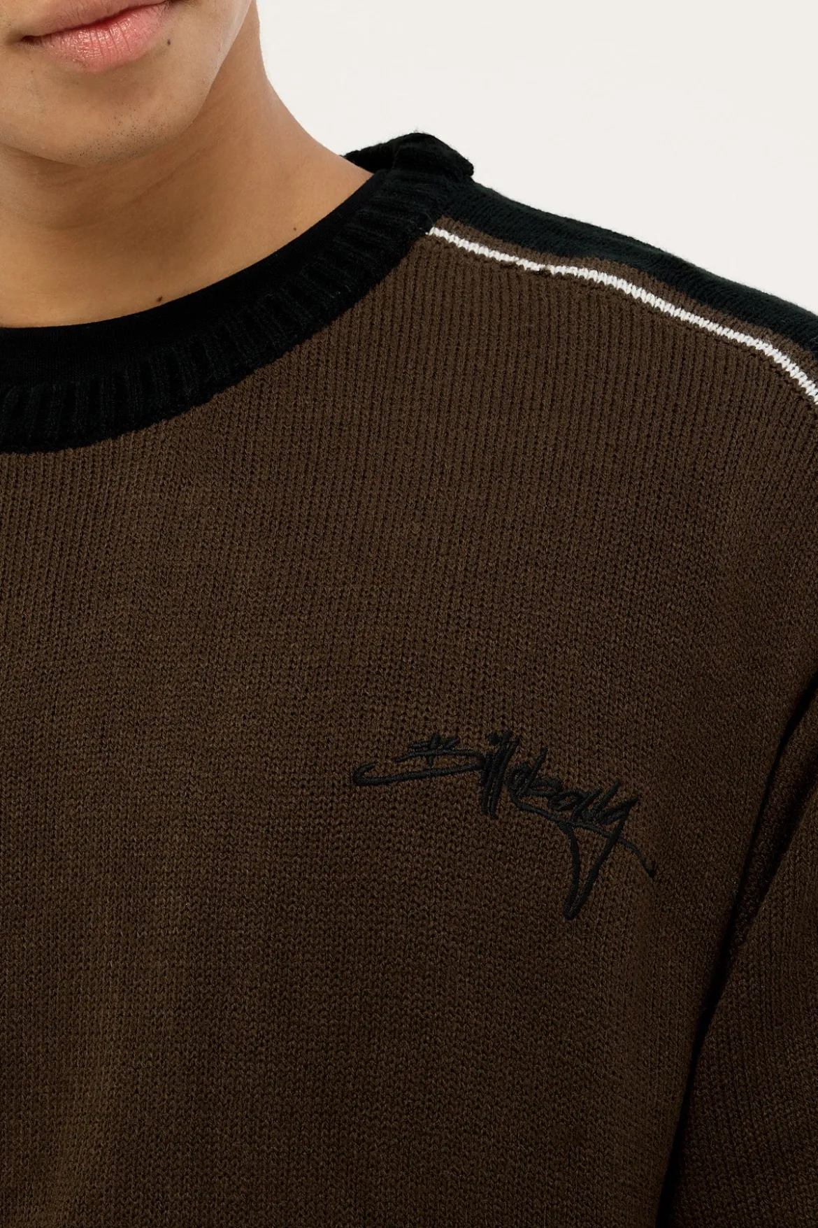 Script Knit Sweater Chocolate Brown