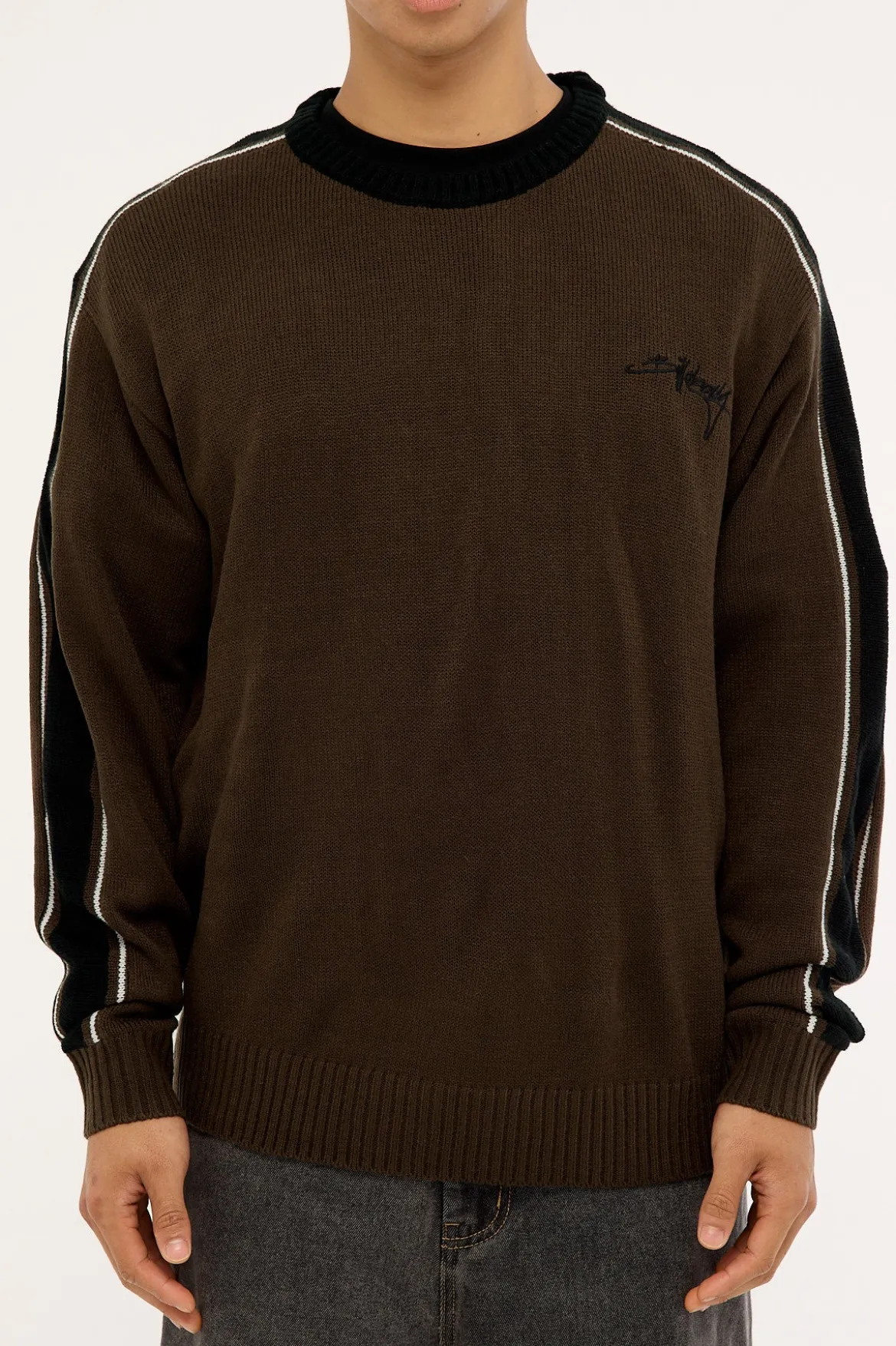 Script Knit Sweater Chocolate Brown