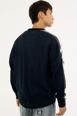 Script Knit Sweater Navy
