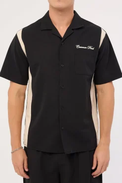 Script Panelled Resort Shirt Black