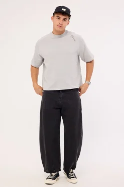 Scripted Heavyweight Cropped Tee Ice Grey