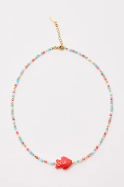 Seaside Beaded Charm Necklace 18K Gold