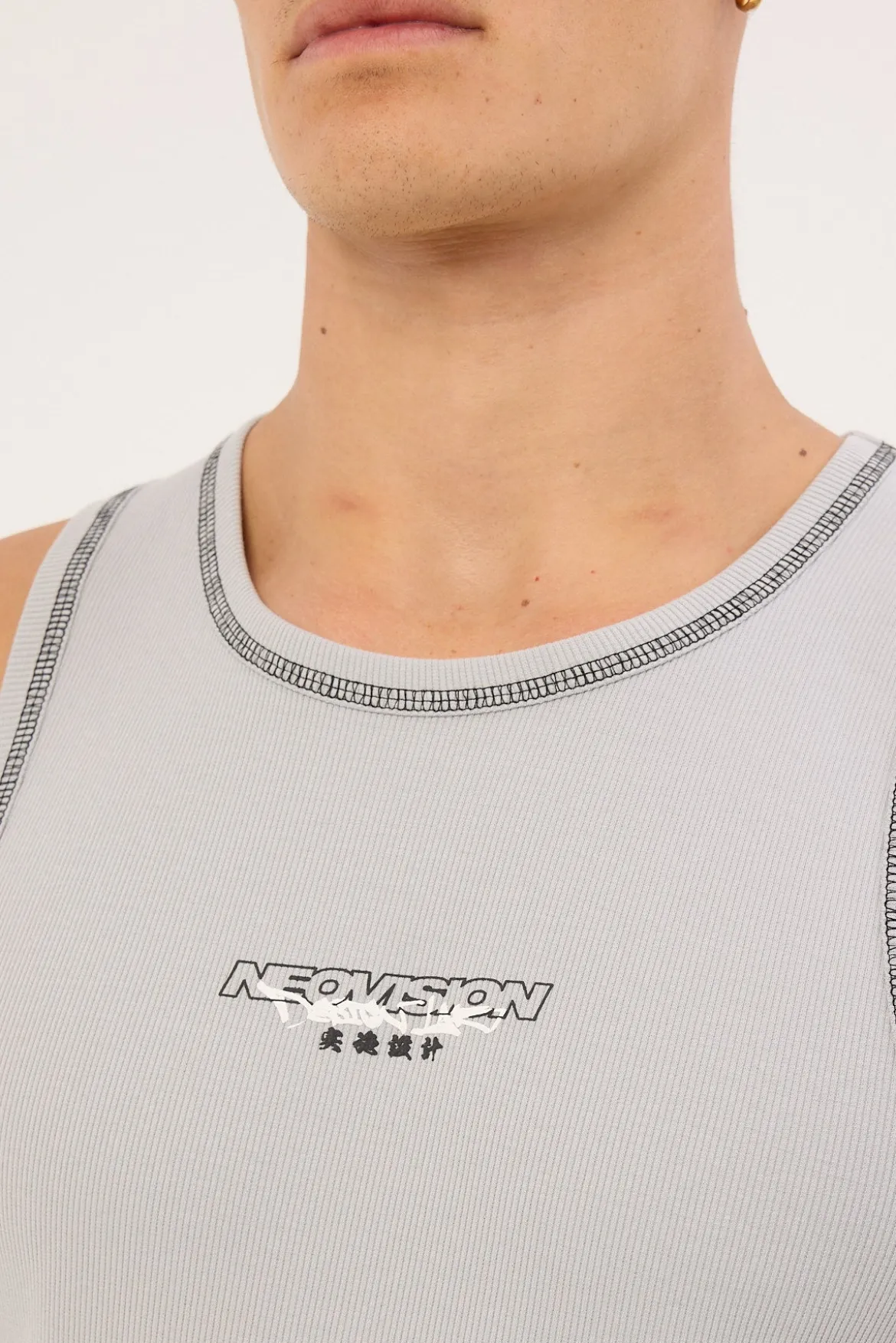 Section Restricted Singlet Tank Ice Grey