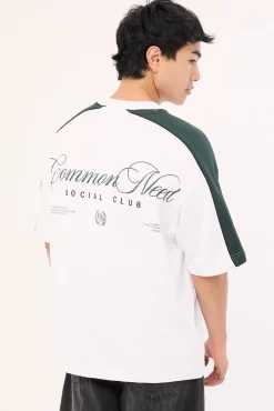 Segment Cropped Loopback Easy Tee White