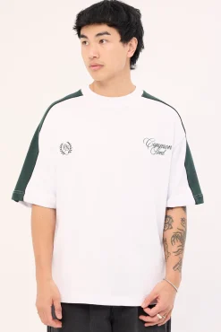 Segment Cropped Loopback Easy Tee White
