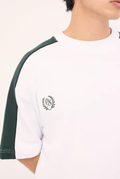Segment Cropped Loopback Easy Tee White