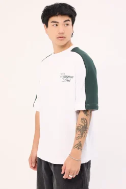 Segment Cropped Loopback Easy Tee White