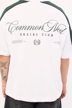 Segment Cropped Loopback Easy Tee White