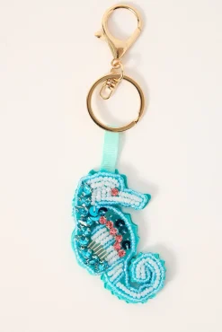 Sequin Sehorse Keyring Blue