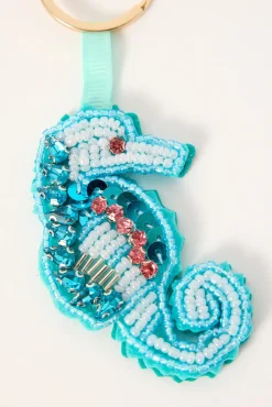 Sequin Sehorse Keyring Blue