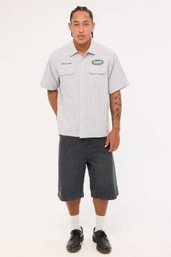 Service Stripe Short Sleeve Workshirt Lunar Grey