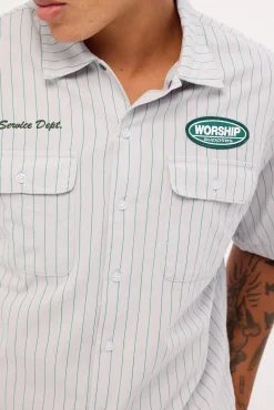 Service Stripe Short Sleeve Workshirt Lunar Grey