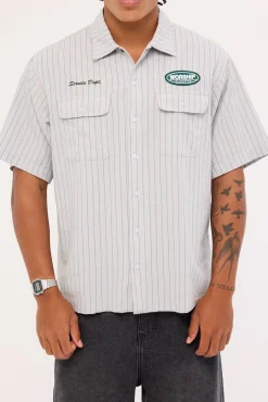 Service Stripe Short Sleeve Workshirt Lunar Grey