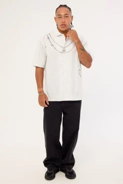 Shackle Oversize Shirt White/Black Stripe