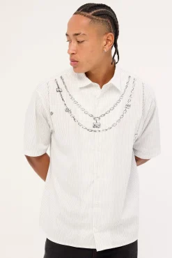 Shackle Oversize Shirt White/Black Stripe