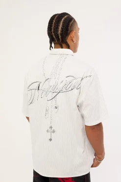 Shackle Oversize Shirt White/Black Stripe