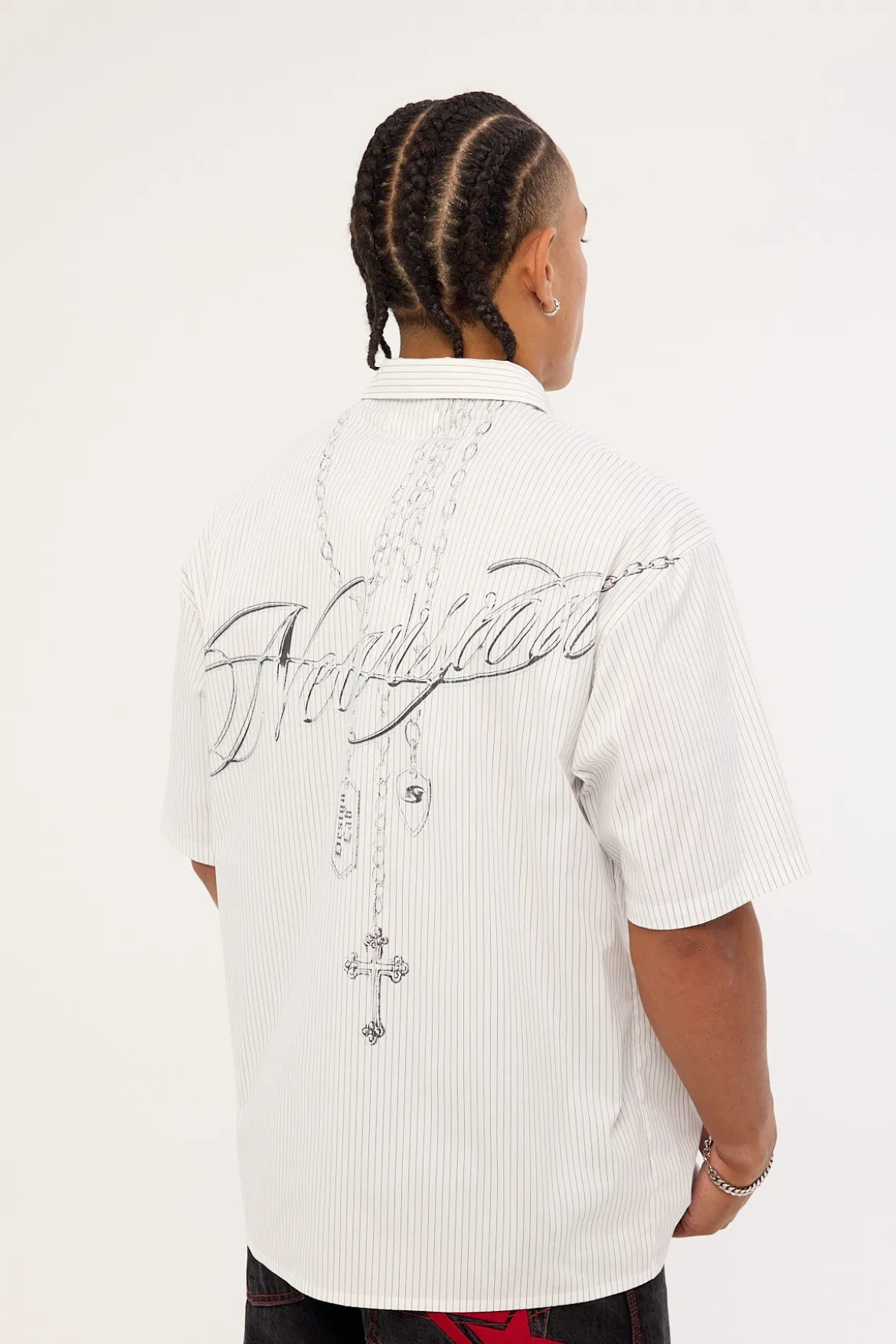 Shackle Oversize Shirt White/Black Stripe