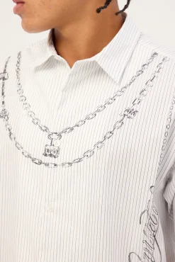 Shackle Oversize Shirt White/Black Stripe