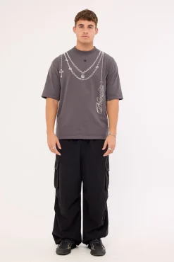 Shackle Street Super Heavy Tee Acid Washed Black